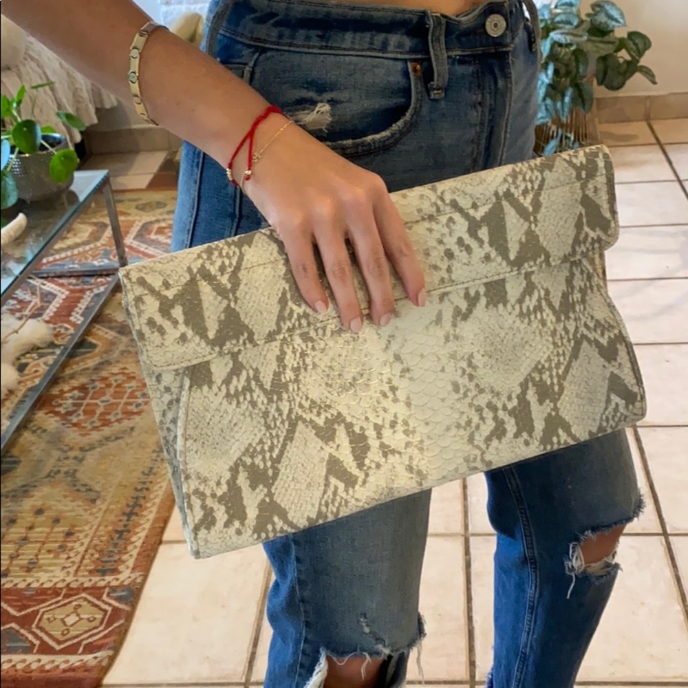 Faux Python Envelope Clutch - Picture 2 of 5